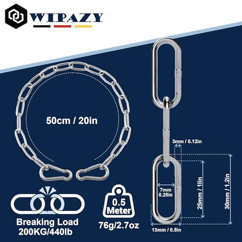【Heavy-Duty Security Upgrade】 20" Stainless Steel Gate Chain Lock with Dual Carabiner Clips - Weatherproof Fence Latch for Outdoor Gates, Pet Enclosures & Livestock Corrals 2Pcs