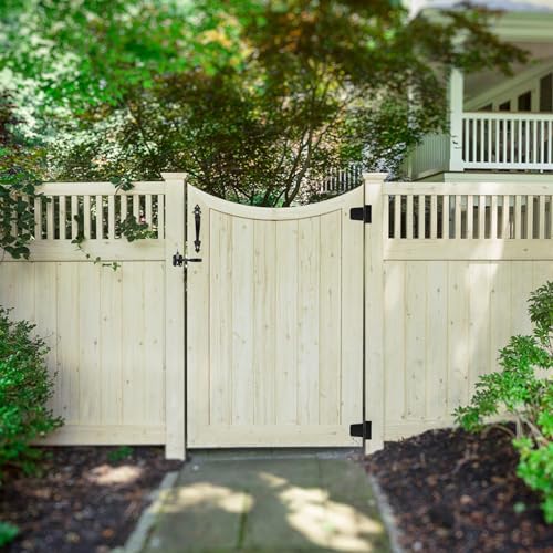 Fence Gate Hardware Kit, 3-1/2" Heavy Duty Gate Hinges, Latch and Handle | 2 Pack T Hinges, Self Locking Gate Latch, Decorative Cate Handle, Included Screws, Black, HOME MASTER HARDWARE