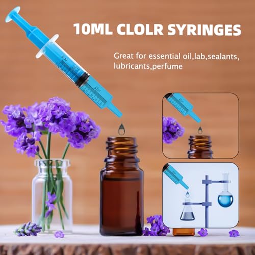 40pcs 10ml Syringes with Caps for Industry Lab Pet Feeding (Blue) - color: Blue, size: 10ml-40Pack