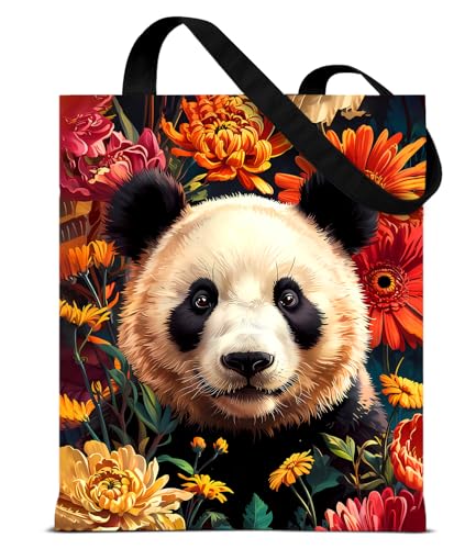 Vintage Botanical Animal Canvas Tote Bag for Women, Aesthetic Floral Animal Reusable Shoulder Bag for Shopping - color: 4
