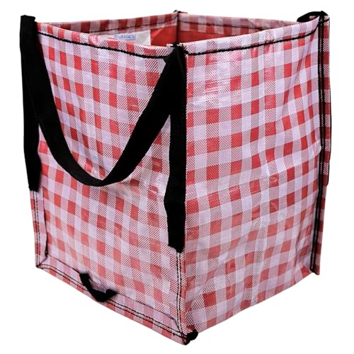 DURASACK Heavy Duty Storage Tote Bag 22-Gallon, Gingham Red | Moving Bag Utility Tote for Laundry, Moving & Home Storage, Reusable Self-Standing Design, Holds up to 500 Pounds - color: Gingham Red, size: Single