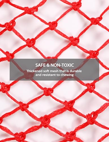 Harrison Howard Slow Feed Hay Net for Horses, 40 Inch Hay Bag Holds 1–2 Flakes, 2 Inch Mesh Durable Hanging Feeder for Stable, Pasture & Livestock-Red - color: Red