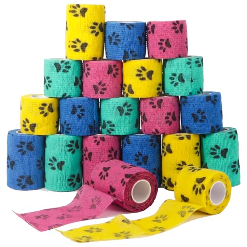 20 Rolls Dog Bandages for Wounds, Self Stick Vet Wrap for Dogs Horse, Vet Tape Elastic Self Adhesive Bandage Wrap(2 Inch 3 Inch) - color: 2 Inch/3 Inch-20 Count Mixed