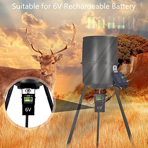 6V Solar Panel for Deer Feeder, Efficient Charger w/Adjustable Mounting Bracket & Alligator Clips, 6V Solar Panel Compatible with Game Feeder Timer & Rechargeable Batteries