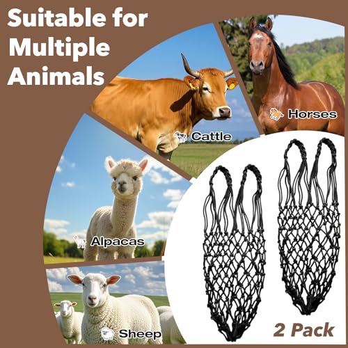 2 PCS Hay Net for Horses, 40" Slow Feed Hay Bag | Regulate Intake, Improve Digestion, For Horses Goat Sheep