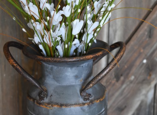 Red Co. 13” Large Decorative Farmhouse Galvanized Metal Milk Can Planter Vase with Handles