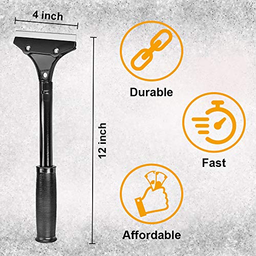 Razor Blade Scraper, 4-inch Heavy Duty Long-Handle Scraper for Wallpaper, Paint, Floor, Tile and Windows, Rubber Grip, Made in USA