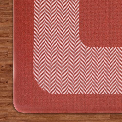 Chef Gear Hettie Anti Fatigue Cushioned Kitchen Mat 18"x32" Red - color: Hettie Herringbone Red, size: 32"L x 18"W x 0.3"Th