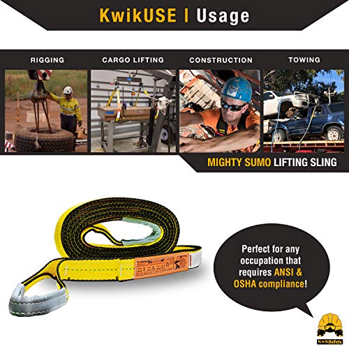 KwikSafety - Charlotte, NC - Mighty Sumo 2”x 30’ Poly Web Sling Lifting Strap Construction ASME OSHA / 6400lbs Vertical 5100lbs Choker 12800lbs Basket/Rigging Moving Towing Hoisting Gear - size: 2"X30' | 6400 lbs