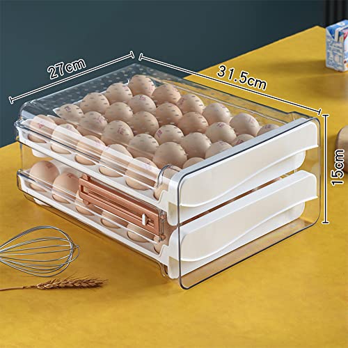 Large Capacity Drawer Type Egg Holder, 2-Layer 60 Grid