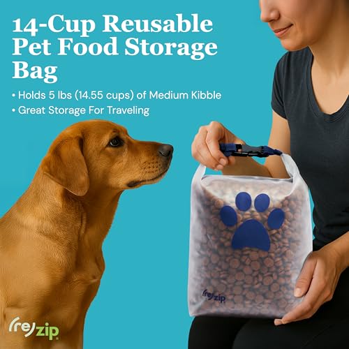 (re)zip Pet Food Storage Bag & Kibble Carrier, 14-Cup Roll Top, Cobalt Blue | Water-resistant, BPA-free, food-grade. Travel bag for camping, boarding and weekend getaways. Holds up to 5 lbs of kibble. - color: Cobalt Blue, size: 14 Cup