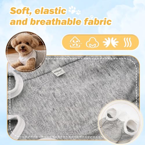 Dog Surgical Suit - Recovery Onesie for Dogs After Surgery, Spayed Female/Male Puppy, Breathable Anti-Lick Clothes, Alternative to Cone(Grey and White-XXS) - color: grey and white, size: XX-Small
