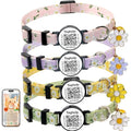 4 PCS Cute Flower Cat Collar with QR Code ID, 4-Pack Safety Breakaway Kitten Collars Set with Bell, Adjustable Gift for Cat Lovers - color: Pastoral style - 4 pack