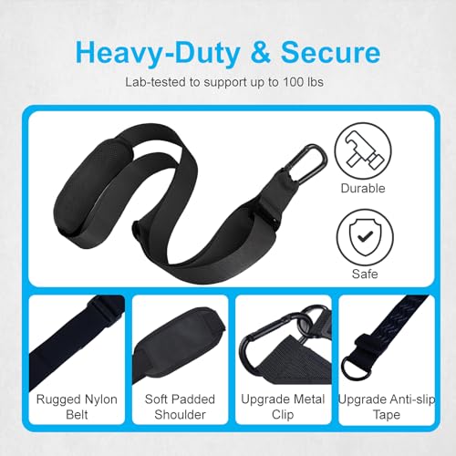 Trimmer Strap for Weed Eater Strap, Heavy Duty Shoulder Straps | Universal Padded Harness Compatible with Greenworks, EGO, Leaf Blowers, String Trimmers, Shrub Trimmers, Black