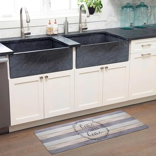 Cozy Living Anti-Fatigue Kitchen Mat, Modern Farmhouse 17.5"x55" - color: Grey/Beige, size: 18"L x 18"W x 0.5"Th