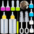 60ml Newborn Pet Feeding Bottle Kit | Puppy Kitten Nursing Bottles with 10 Silicone Nipples, Cleaning Brushes & Nipple Puncher | Anti-Choke Milk Feeder for Small Animals
