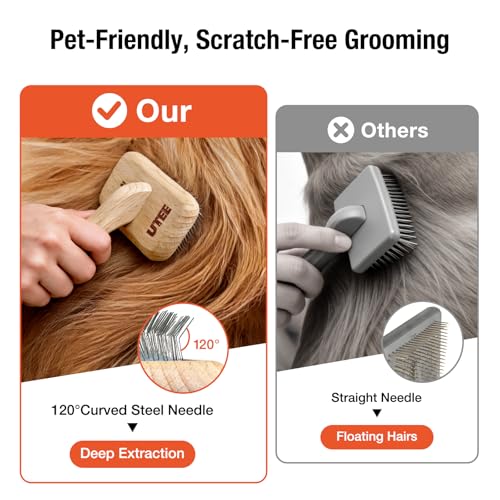 UTEE Slicker Brush for Dogs & Cats - Professional Pet Grooming Tool with 120° Angled Pins - Best for Goldendoodles, long-haired cats & Medium Breeds - Removes Mats, Tangles & Loose Fur