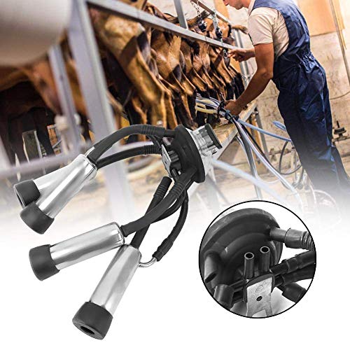 Milking Claw Cluster, Durable Transparent Milk Collection Set for Farm Milking Machine Stainless Steel Black 240CC 1 Pack