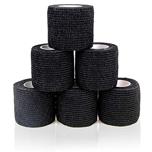 Vet Wrap Cohesive Bandages Bulk Self Adhesive Bandage Wrap Self Adherent Wrap Non-Woven for Dogs Pet Animals & Ankle Sprains & Swelling 2 Inch x 5 Yards (2 Inch Black) - color: 2 Inch Black