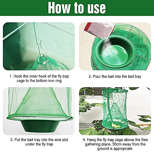 6 Pack Ranch Fly Trap, 2026 New Hanging Fly Catcher, The Most Effective Trap Ever Made with Pots, Cage Catcher for Indoor and Outdoor, Family Farms, Park, Restaurants, Green