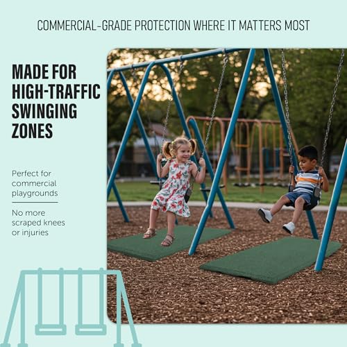 Heavy Duty Commercial Grade Rubber Playground Safety Mat - Playground Protection Mat for Swings and Slides - 54" Long X 32" Wide x 2" Thick (Green) - color: Green