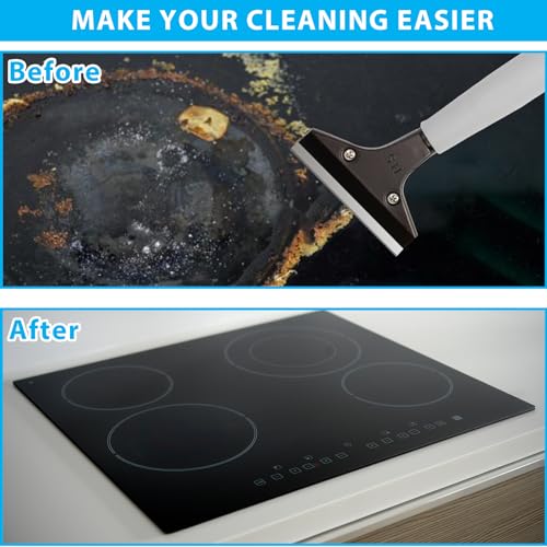 Floor Scraper, 31" to 61" Scraper Tool Long Handle with 4-inch Razor Blade Stainless Steel Material Adjustable Cleaning Glass Wall Gum Paint Tile Glue Linoleum Carpet Sturdy Durable