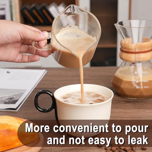 Espresso Cup Measuring Cup Triple Pitcher Milk Cup 250ML/8.5OZ Espresso Cups with Handle Shot Glass with V-Shaped Mouth Milk Frothing Pitcher (Double mouth) - style: Double mouth