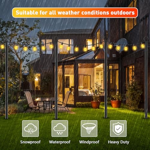 LETIANPAI 8 Pack String Light Poles,10 FT Metal Poles with Fork for Outdoor String Lights,Outdoor Light Poles with Fork,Poles/Post/Stand for Outside - size: 8 Pack 10FT