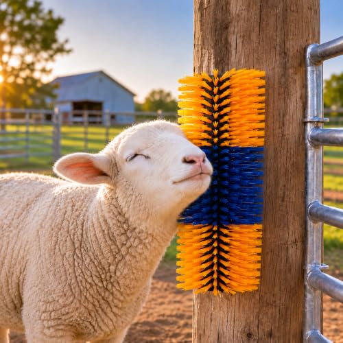2 Pcs Livestock Scratching Brush, Goat Scratching Post with 8 Screws for Relieving Itching, Full Massage Grooming Brush for Cattle, Sheep, Horses, Pigs