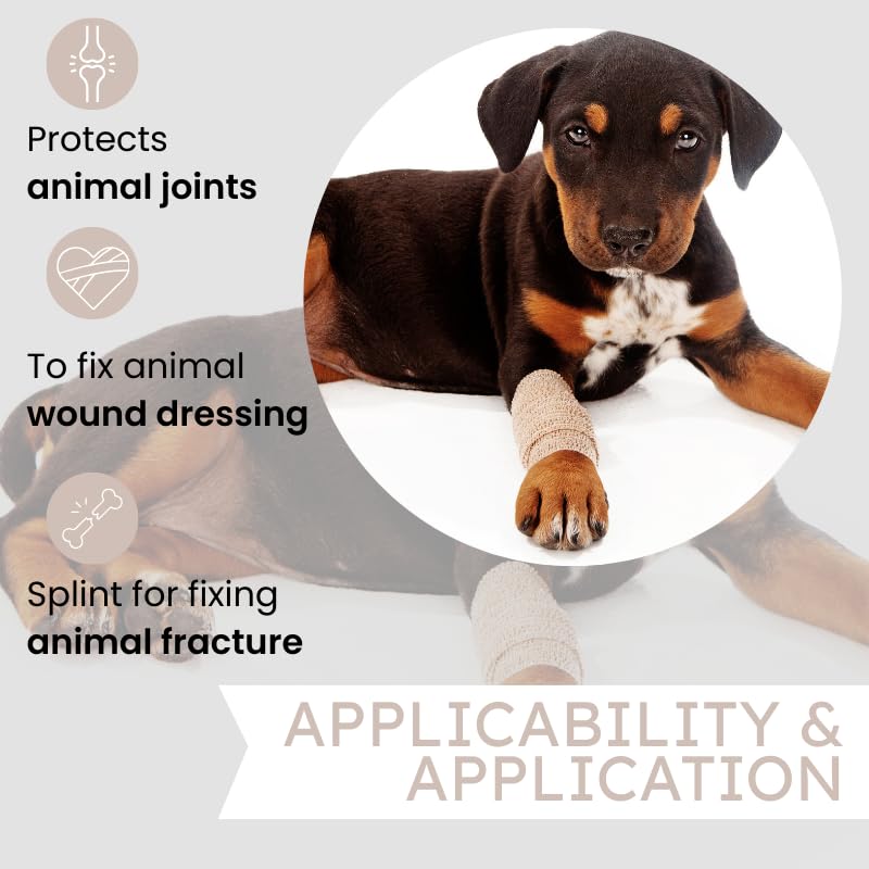 4" Cohesive Flexible Bandage Wrap – Natural - 8 Pack | Self-Adherent Vet Tape for Animal Use | Breathable, Easy Tear, No Clips Required | Ideal for Horses, Dogs, Livestock, Pets - color: Natural