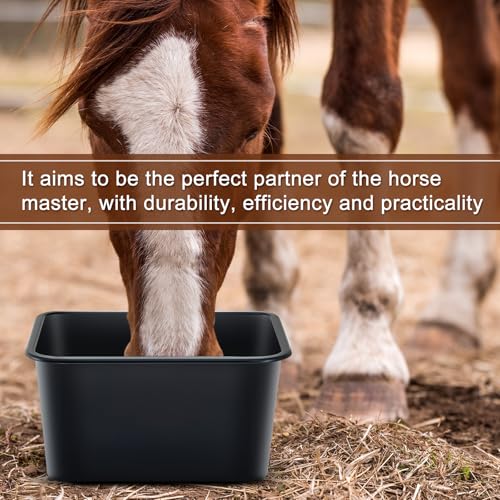 Dansydaisy 2 Pcs Horse Feed Bucket 8 Gallons Large Feed Tub with Hanging Arms Hook Over Feeder Plastic Universal Mountable Livestock Water Tub Bucket Fence Trough