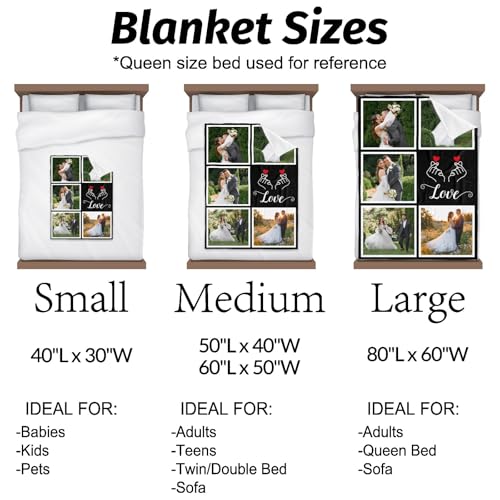 Personalized Couple Gifts for Boyfriends Girlfriends, Custom Blankets with Photos, Personalized Blanket with Photos & Text, Personalized Photo Blankets, Personalized Gifts for Valentines, Anniversary - color: 5 Photo-3