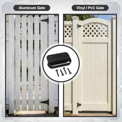Sliner 2 Pcs Nylon Gate Handle 5.5" Heavy Duty Universal Vinyl Handles Black Rust-Proof Outdoor Gate Pull Ergonomic Extra Knuckle Room Left Right Reversible Door Supplies for PVC Aluminum Wood Door
