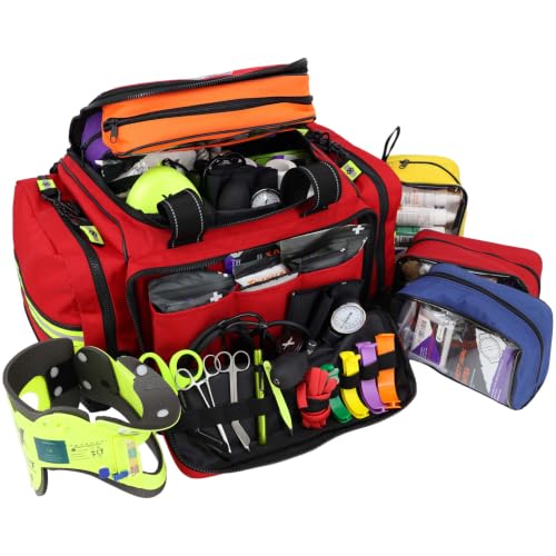 Lightning X Extra Large Medic First Responder EMT Trauma Bag Stocked w/Fill Kit C - RED - color: Red