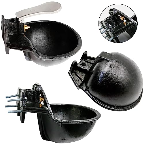 MDEOOSKY Extra Large Livestock Cast Iron Push-Paddle Automatic Horse Waterer with Accessories Livestock Water Trough 2.5L Heavy Duty Auto Drinking Metal Troughs for Horse Cattle Goat Pig Capacity