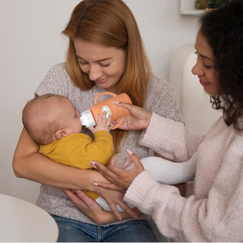 4 Pack Silicone Sleeves for Dr. Brown's Glass Baby Bottles, Anti Breakage Baby Bottle Sleeves Holder, Compatible with Dr. Brown's Anti-Colic Options+ Narrow Glass Baby Bottles, 4 oz/120 mL - color: Orange 4 Pack 4OZ