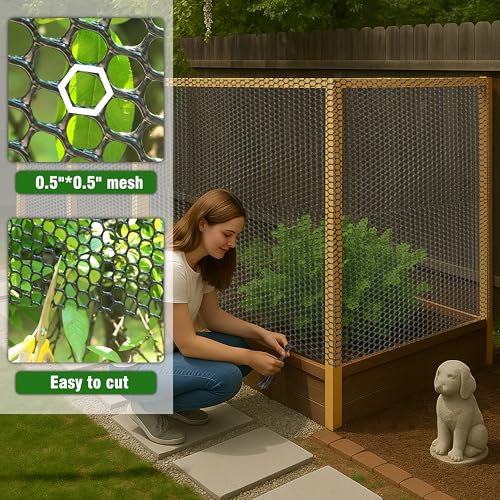 Gardzen Plastic Chicken Wire Mesh 16in x 10ft with 20pcs Ties | Durable Chicken Fence for Poultry, Garden Protection & DIY Crafting, Heavy-Duty Mesh Netting for Outdoor & Indoor Use - size: 16In x 10ft