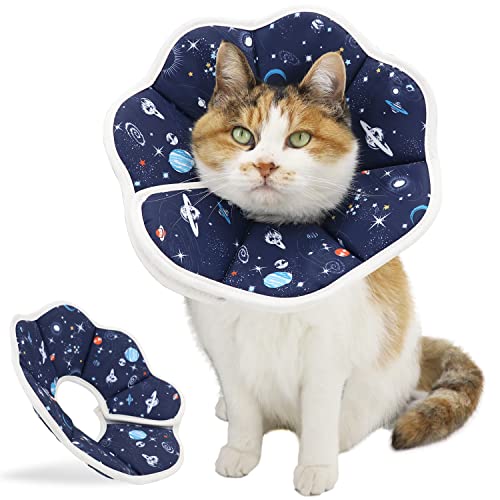 Soft Cat Cone, Adjustable Recovery Collar After Surgery to Prevent Licking Wound, Protective Cat Neck Cone, Comfortable Pet Elizabethan Collar for Cats Kittens and Puppies (S) - size: S (Neck: 4.8-8.7 in)