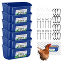 Chicken Feeder Waterer, 6 Pack Duck Feeder Supplies, Hanging Fence Feed Trough with Clips for Goat, Sheeple, Piglet, Gooses, Turkeys, Dog Livestock Poultry, Blue - color: 6 pack Blue
