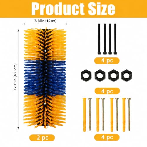 2 Pcs Livestock Scratching Brush, Goat Scratching Post with 8 Screws for Relieving Itching, Full Massage Grooming Brush for Cattle, Sheep, Horses, Pigs