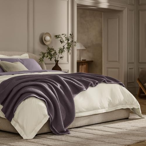 BOLL & BRANCH Waffle Bed Blanket, Twin/Twin XL, Deep Plum | Luxury 100% Organic Cotton - Soft, Lightweight and Breathable - Textured Waffle Weave Design - color: Deep Plum, size: Twin/Twin XL
