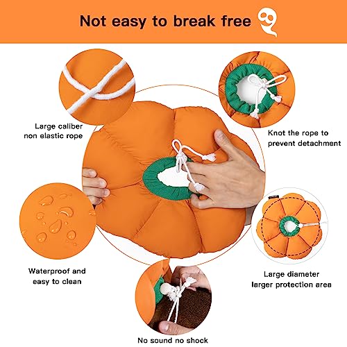 Cat Cone Collar,Cute Waterproof Recovery Collar,Anti-Bite Lick Wound Healing Safety Elizabethan e Collar for Cats,Orange Pumpkin Cat Halloween Costume - color: Orange pumpkin, size: Small