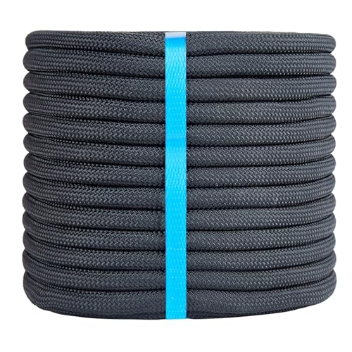 1/2 Inch Double Braided Polyester Arborist Rope, 1/2in 100ft Heavy Duty Nylon Rope for Anchor, Tree Work, Cargo, Pulling, Sailing - size: 1/2in x 100ft, style: Black