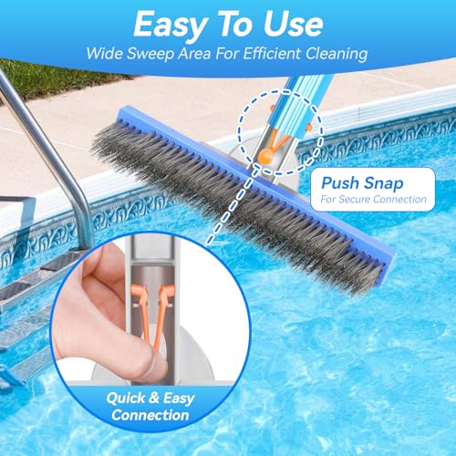 10" Stainless Steel Pool Brush, Heavy Duty for Concrete Pools | Durable wire bristle brush head for deep cleaning walls & floors. Removes tough buildup safely - size: 10 inch