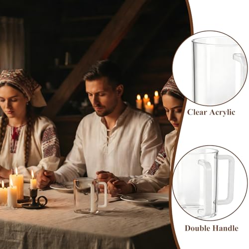 2 Pcs Judaica Hand Washing Cup with Dual Handles 5" Acrylic Clear Negel Vasser Hand Washing Cup for Jewish Ritual Netilat Yadayim Holiday Gifts (White Handle) - color: White Handle