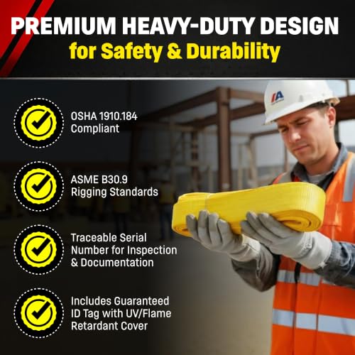 DD Sling 3 Inch x 10 Foot Nylon Lifting Sling – USA Made, 8,900 lb Vertical, 7,200 lb Choker, 17,800 lb Basket – 2-Ply Heavy Duty 900 Webbing, Type 4 Twisted Eye & Eye Rigging Sling - size: 3 in x 10 ft