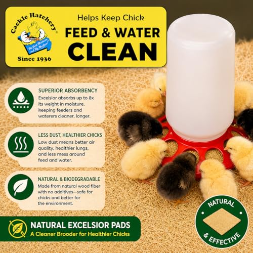 Cackle Hatchery Excelsior Brooder Pads for Chicks (25 Pack) - 9"x12" Aspen Excelsior Pads for Lining Chick Brooders - size: 25