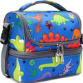 FlowFly Kids Double Decker Cooler Insulated Lunch Bag Large Tote for Boys, Girls, Men, Women, With Adjustable Strap, Dinosaur - color: Dinosaur