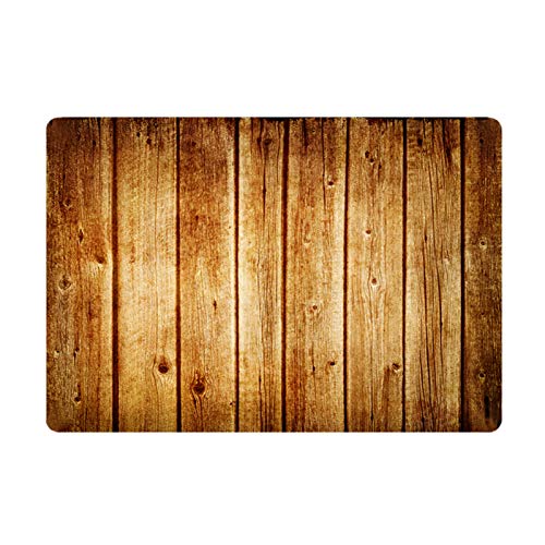 Front Door Mat Indoor Welcome Rustic Old Barn Wood Doormat Non Slip Carpet Flannel Rug for Bathroom Kitchen Bedroom Floor,18"x30"(Wood Board)
