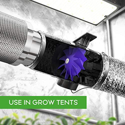 iPower 6 Inch 300 CFM Ventilation Booster Fan with Grounded Power Cord, Quiet Inline Duct Exhaust Blower for HVAC in Grow Tent, Basements, Bathrooms, Black - size: 6'' Fan